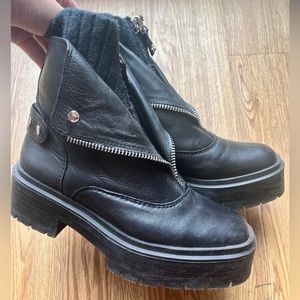 Sam Edelman zip up leather boots women 7.5 black